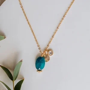 Collier Lina - Jade teintée bleue