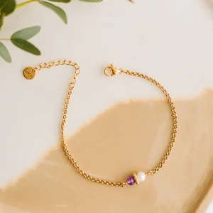 Bracelet Tisha - Améthyste & Perle d’eau douce