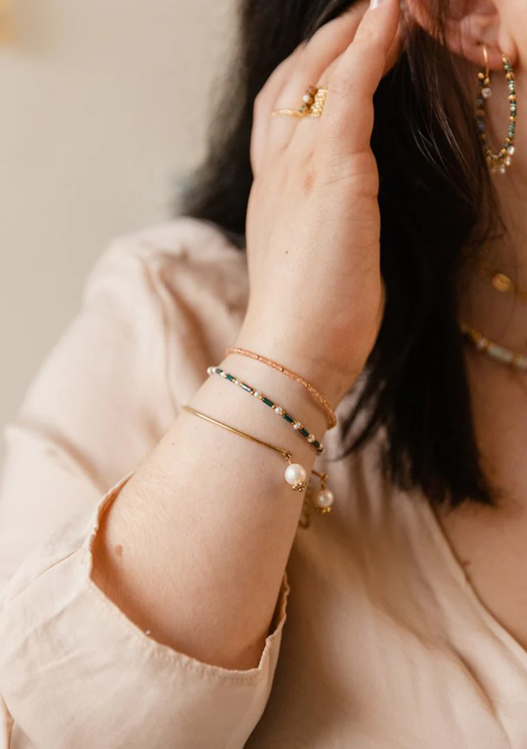 Bracelet Catalina - Hématites kaki & Perles d’eau douce – Image 2