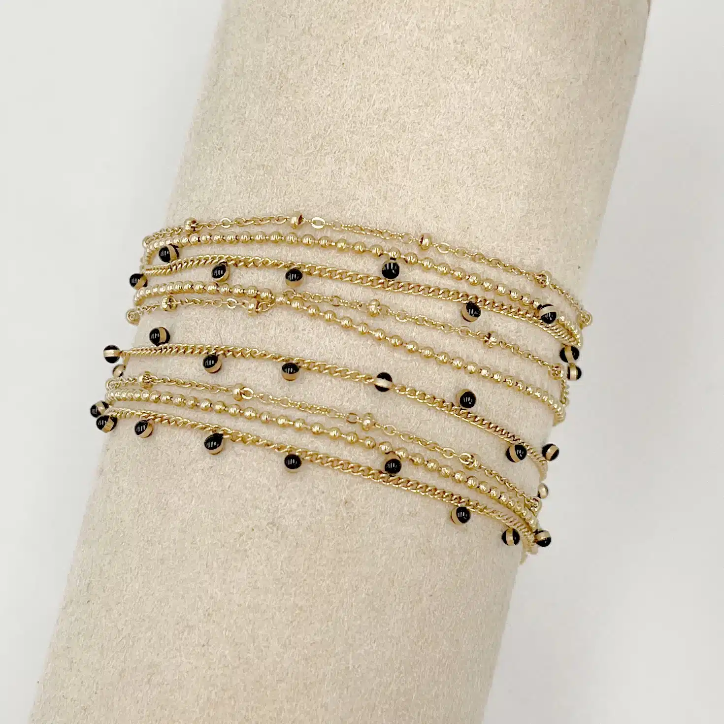 Bracelet trois tours SAMIA – Doré & Noir