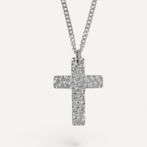 Collier Croix Homme Acier Poli