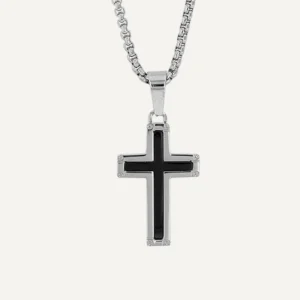 Collier Croix Homme Noir Élégance