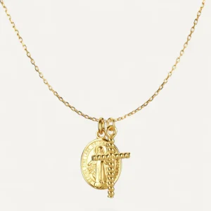 Collier Croix et Médaille Vierge Doré