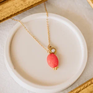 Collier Lina - Jade teintée rose