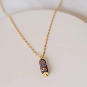 Collier Laïa - Perle d'eau douce grise