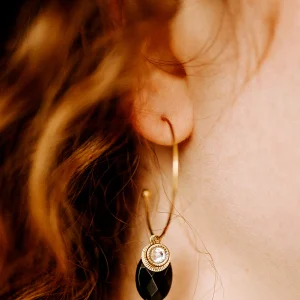 Créoles Lina - Jade teintée noire