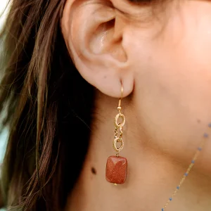 Boucles Max - Pierre de soleil ocre