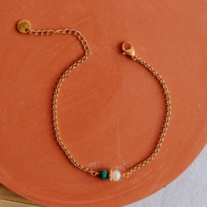 Bracelet Tisha - Malachite & Perle d’eau douce