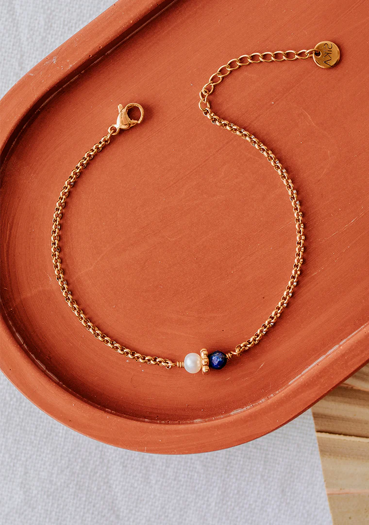 Bracelet Tisha - Lapis-Lazuli & Perle d’eau douce