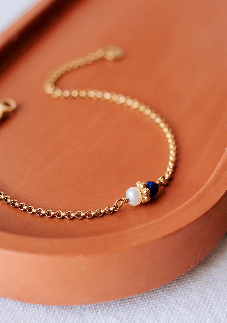 Bracelet Tisha - Lapis-Lazuli & Perle d’eau douce – Image 5