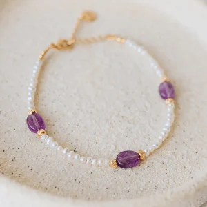 Bracelet Paola - Perles d’eau douce & Améthyste