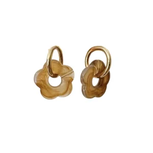 Boucles d&rsquo;oreilles WOODSTOCK – Doré & Taupe