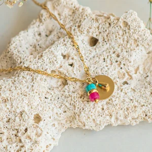 Collier Seringa - Turquoise & Jaspe rose