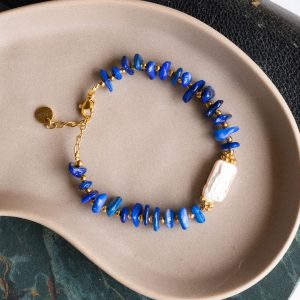 Bracelet Owen - Coquillages bleus et Perles d'eau douce