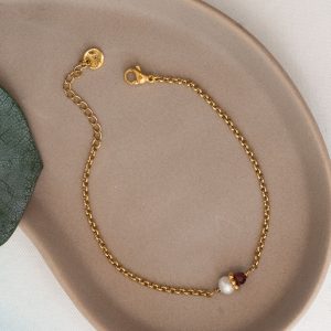 Bracelet Tisha - Grenat & Perle d’eau douce