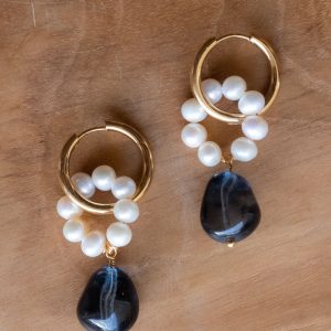 Boucles Abel - Perles d'eau douce & goutte bleue