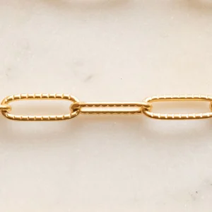Collier maillons rectangles & striés