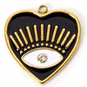 Charms Coeur émail noir