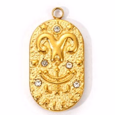 Charms médaille Bélier Astro Strass Blanc