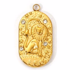 Charms médaille Lion Astro Strass Blanc