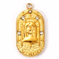 Charms médaille Vierge Astro Strass Blanc