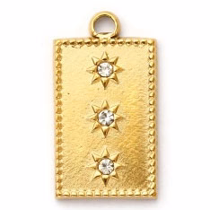 Charms Médaille Billes Rectangle Strass Blanc