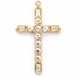 Charms Croix Fine Strass Blanc