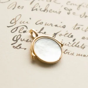 Médaille à graver réversible Laure - Plaqué or & Nacre