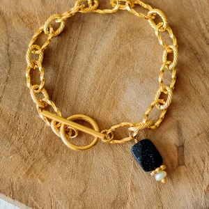 Bracelet Suzie - Pierre de soleil bleu nuit