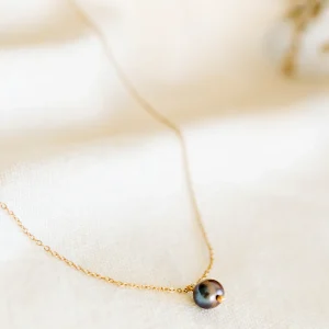 Collier Tina - Perle d’eau douce grise