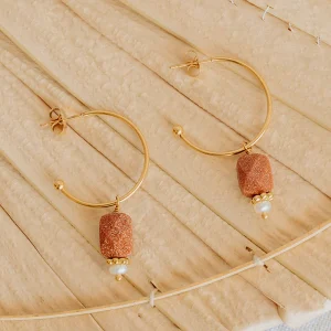 Créoles Suzie - Pierre de soleil ocre