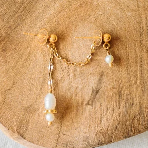 Double boucles Calypso - Perles d’eau douce blanches