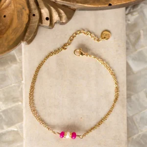 Bracelet Luana - Jade teintée fushia & Perle d’eau douce