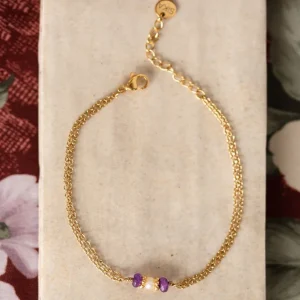 Bracelet Luana - Jade teintée violette & Perle d’eau douce