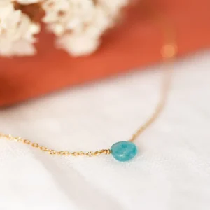 Collier Romy - Jade teintée bleue