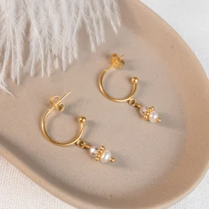 Mini créoles Tisha - Zircon & Perle d’eau douce