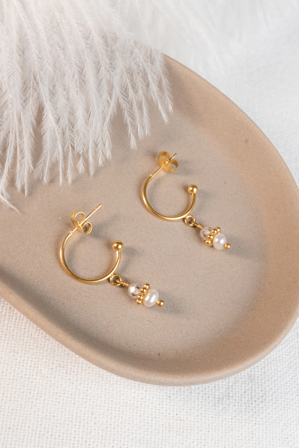 Mini créoles Tisha - Zircon & Perle d’eau douce