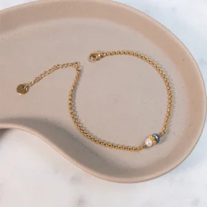 Bracelet Tisha - Perles d’eau douce blanche & grise