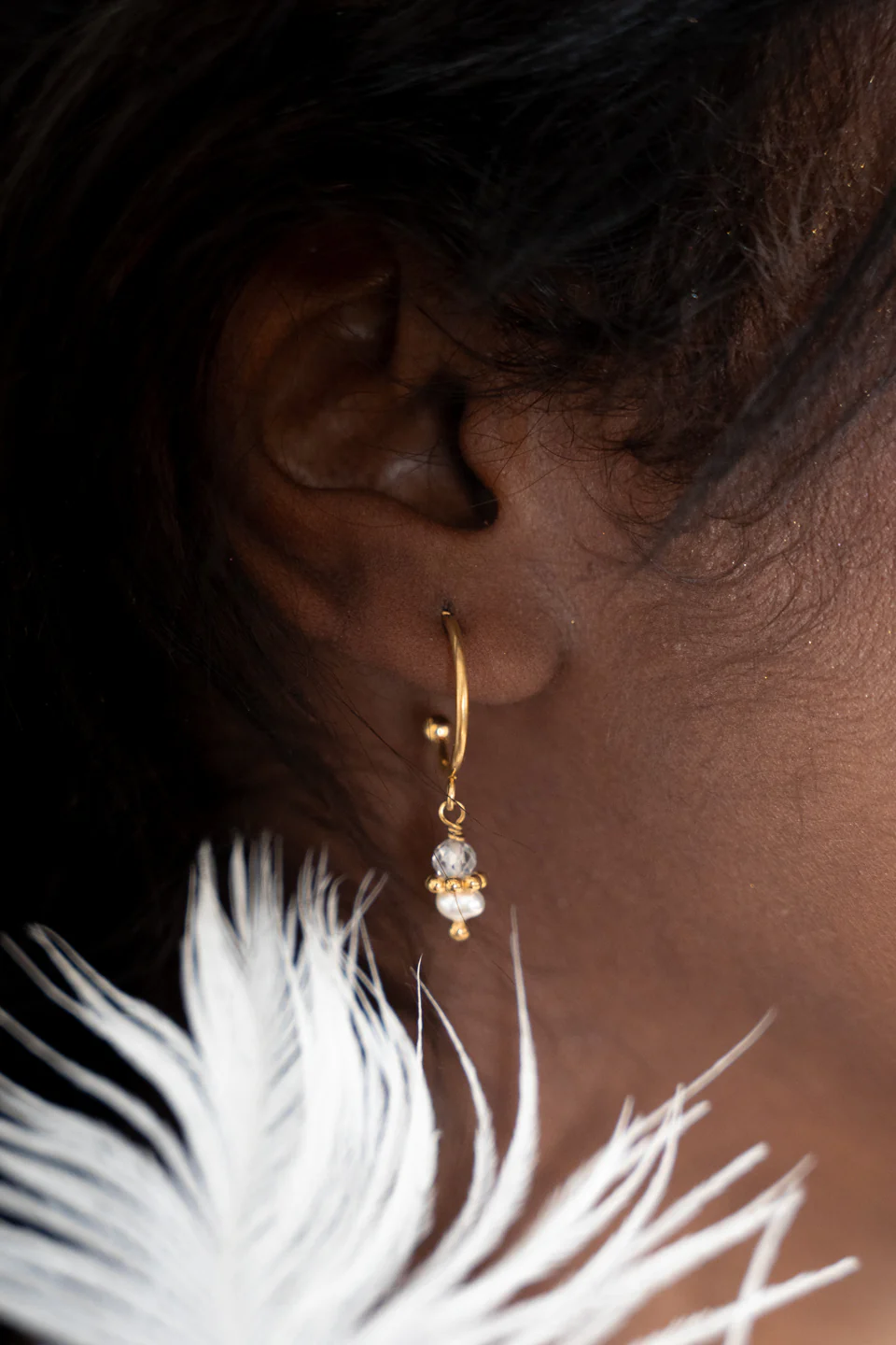 Mini créoles Tisha - Zircon & Perle d’eau douce – Image 2